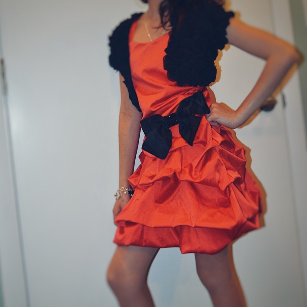 Red Dress with Bow and Rhinestones | Ruby Rox